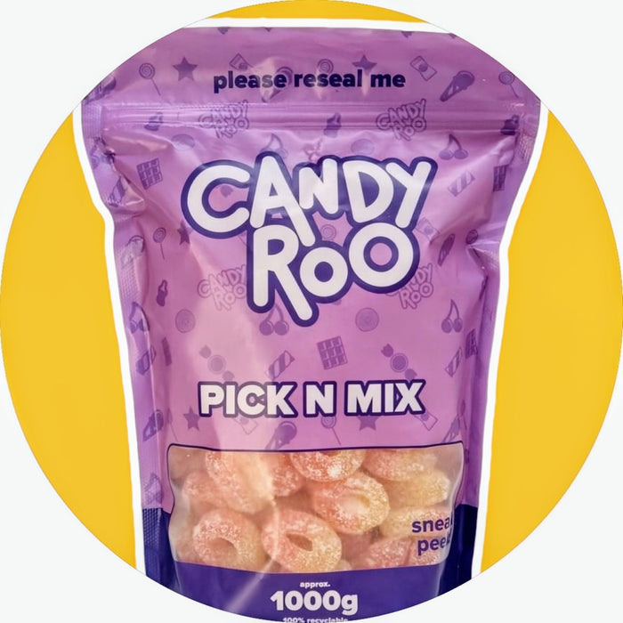 1Kg Vegan Bulk Pouch - Fizzy peach rings