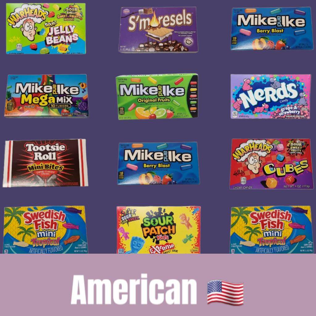 Selection of American sweets that are available from Candyroo