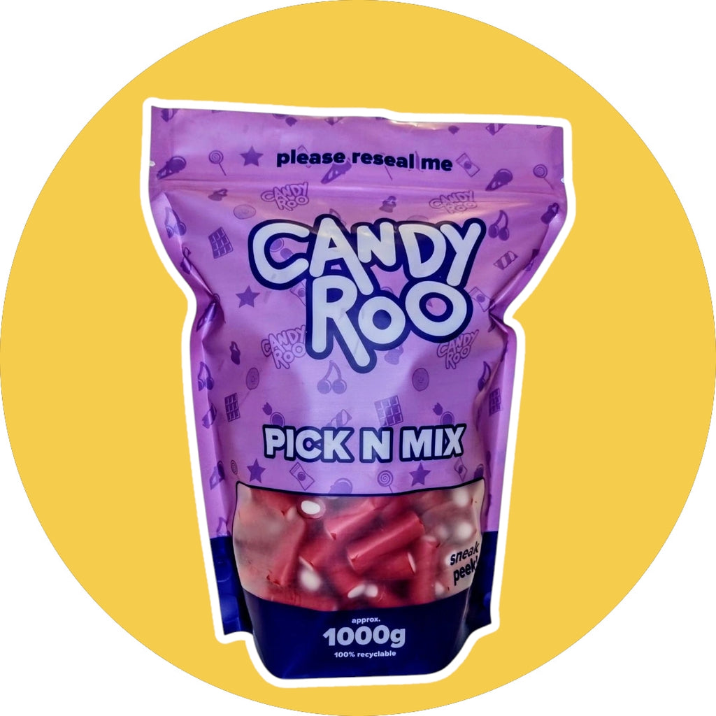 Candyroo Strawberry Pencils 1kg Bulk Pouch