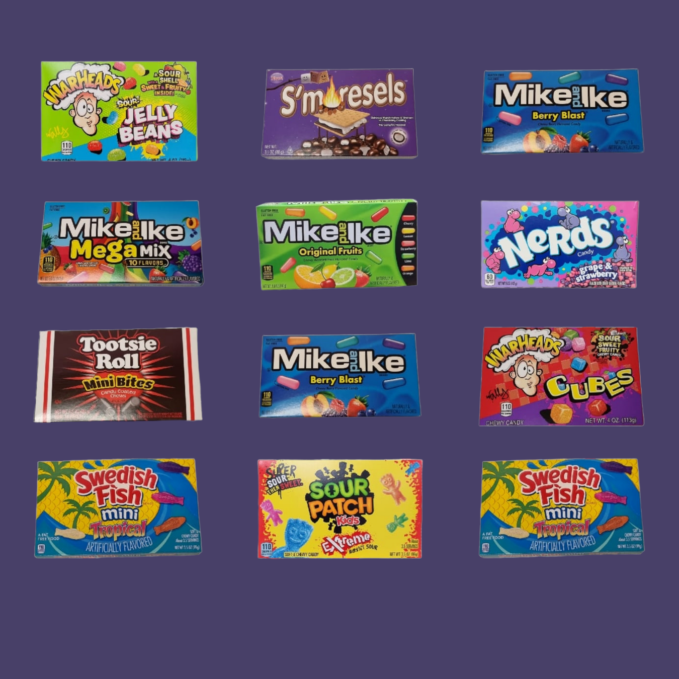 Selection of American sweets that Candyroo stock