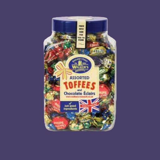 Walkers 450g Assorted Toffees and Chocolate Eclairs in a jar