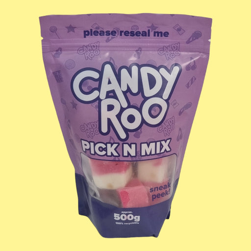 500g Peanut pink and white fudge pouch