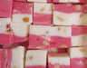 Pink and white peanut fudge squares