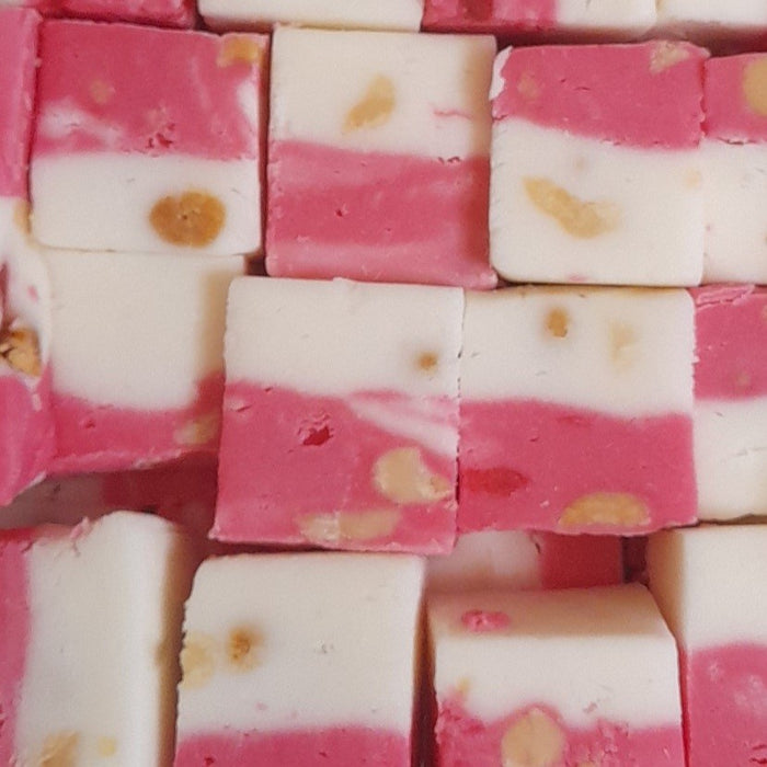 Peanut pink and white fudge squares